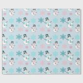 Sneeuwvlokken, Blauwgroen en roze kerst Cadeaupapier (Vlak)