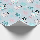 Sneeuwvlokken, Blauwgroen en roze kerst Cadeaupapier (Hoek)