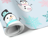 Sneeuwvlokken, Blauwgroen en roze kerst Cadeaupapier (Rol Hoek)