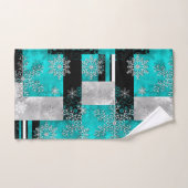 Sneeuwvlokken: Blauwgroen en zwart Abstract Bad Handdoek (Handdoek)