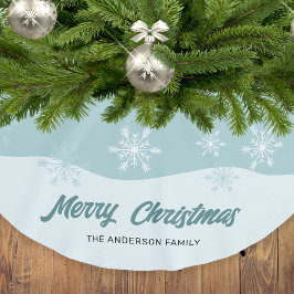 Sneeuwvlokken Blauwgroen Modern Script Kerst Kerstboom Rok