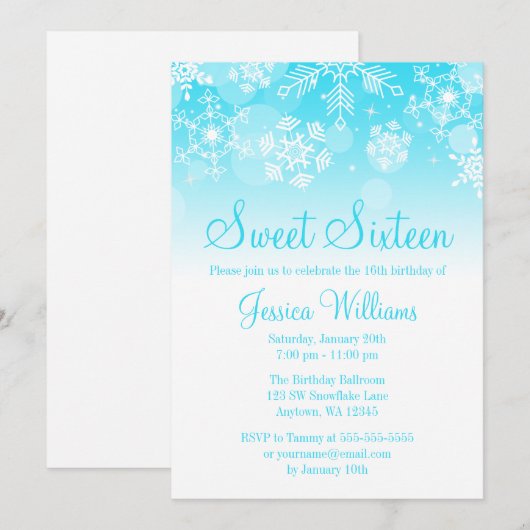 Sneeuwvlokken Blauwgroen White Winter Wonderland S Kaart (Voorkant / Achterkant)