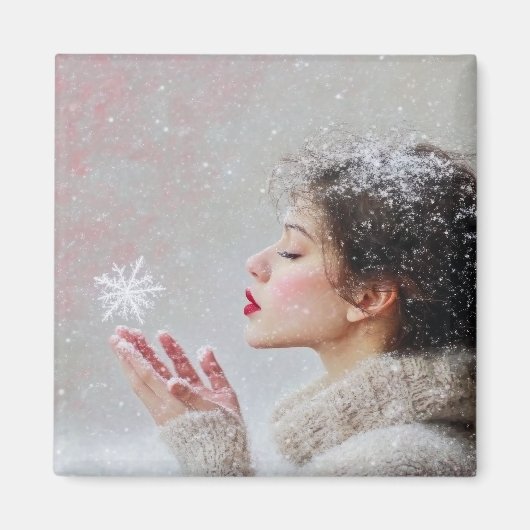 Sneeuwvlokken blazen magneet (Voorkant)