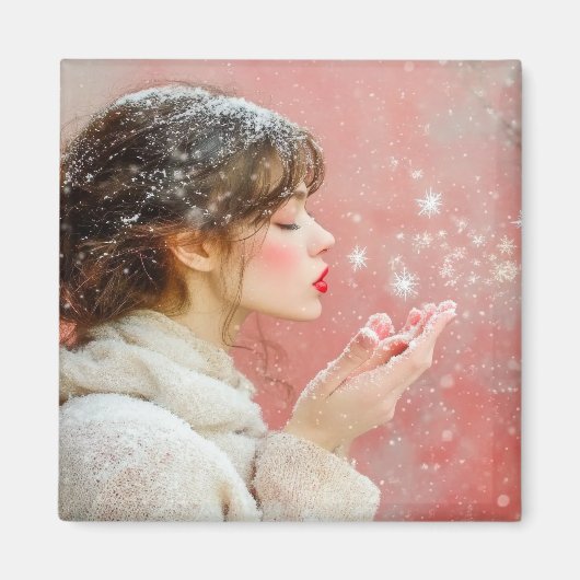 Sneeuwvlokken blazen magneet (Voorkant)