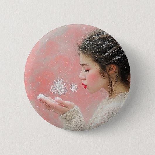 Sneeuwvlokken blazen ronde button 5,7 cm (Voorkant)