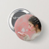 Sneeuwvlokken blazen ronde button 5,7 cm (Voorkant /achterkant)
