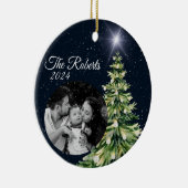 Sneeuwvlokken & Bomen Winter Charm Elegant Marine  Keramisch Ornament (Rechts)