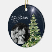 Sneeuwvlokken & Bomen Winter Charm Elegant Marine  Keramisch Ornament (Links)