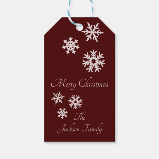 sneeuwvlokken Bourgondië gepersonaliseerde naam X Cadeaulabel (Voorkant)