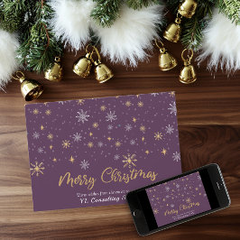 Sneeuwvlokken Bourgondië Vrolijke Kerstzaken Feestdagenkaart