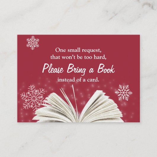Sneeuwvlokken Breng een Boek Baby shower Insert Informatiekaartje (Voorkant)