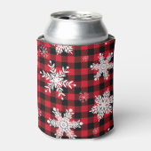 Sneeuwvlokken & Buffel Plaid: Winter Charme Blikjeskoeler (Blikje Voorkant)