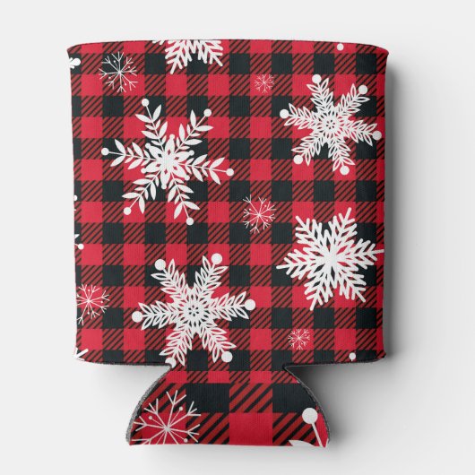 Sneeuwvlokken & Buffel Plaid: Winter Charme Blikjeskoeler (Achterkant)