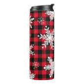Sneeuwvlokken & Buffel Plaid: Winter Charme Thermosbeker (Gedraaid links)