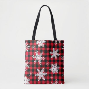 Sneeuwvlokken & Buffel Plaid: Winter Charme Tote Bag