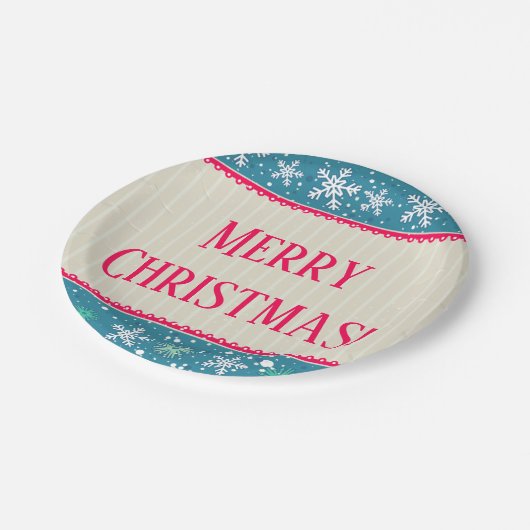 Sneeuwvlokken & Cadeaus Papieren Bordje (Gekanteld)