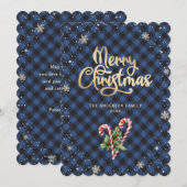 Sneeuwvlokken Candy Cane Holly Berries Kerstmis Feestdagenkaart (Voorkant / Achterkant)