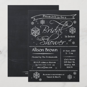 sneeuwvlokken Chalkboard Bridal douche Invitations Kaart