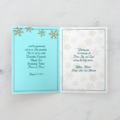 Sneeuwvlokken Christelijke Scriptblauw kerstkaart Feestdagen Kaart (Binnen)