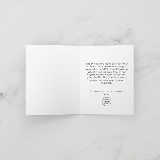 Sneeuwvlokken Corporate Christmas Tree Holiday Bedankkaart (Binnen)