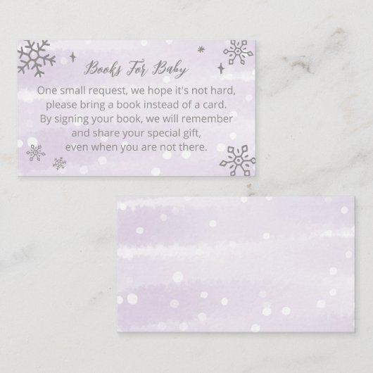 Sneeuwvlokken de Boeken van het Baby shower van de Informatiekaartje (Voorkant / Achterkant)