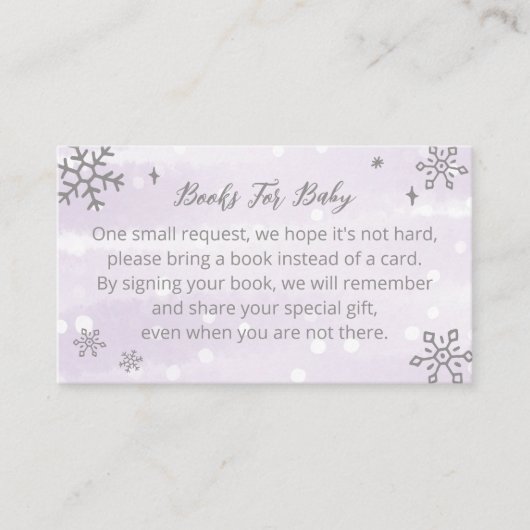 Sneeuwvlokken de Boeken van het Baby shower van de Informatiekaartje (Voorkant)