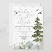 Sneeuwvlokken dennenbomen koud buiten Baby shower Kaart (Voorkant)