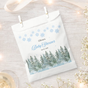 Sneeuwvlokken Dennenbomen Winter Baby Shower Bedankzakje