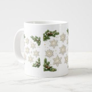 Sneeuwvlokken & Dennenkristal Kerstmoker Grote Koffiekop