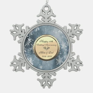 Sneeuwvlokken Diamanten 10e trouwdagjubileum Tin Sneeuwvlok Ornament