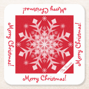 Sneeuwvlokken die de rode Vakantieday-Drink afstot Kartonnen Onderzetters