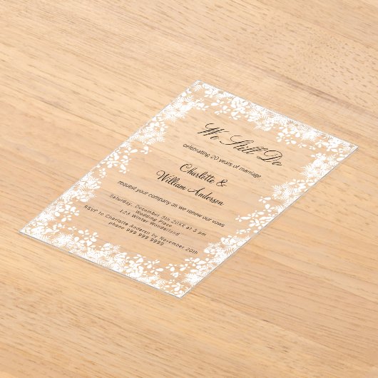 Sneeuwvlokken duidelijk bruiloft gelofte vernieuwi acryl uitnodigingen (Laagn)