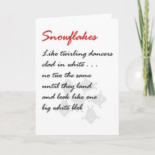 Sneeuwvlokken - een grappig kerstgedicht feestdagen kaart