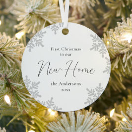 Sneeuwvlokken eerste Kerstmis in ons nieuwe huis Metalen Ornament