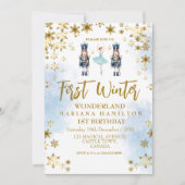 Sneeuwvlokken Eerste Winterwonderland 1e Verjaarda Kaart (Voorkant)