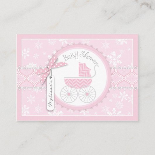 Sneeuwvlokken en Baby Carriage Diaper Raffle Ticke Informatiekaartje (Achterkant)