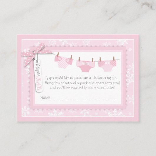 Sneeuwvlokken en Baby Carriage Diaper Raffle Ticke Informatiekaartje (Voorkant)
