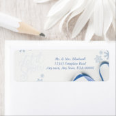 Sneeuwvlokken en blauwe linten etiket (Insitu)