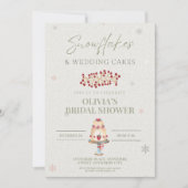 Sneeuwvlokken en bruidstaart vrijgezellenfeest kaart (Voorkant)