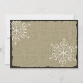 Sneeuwvlokken en Burlap Rustic Wedding Kaart (Achterkant)