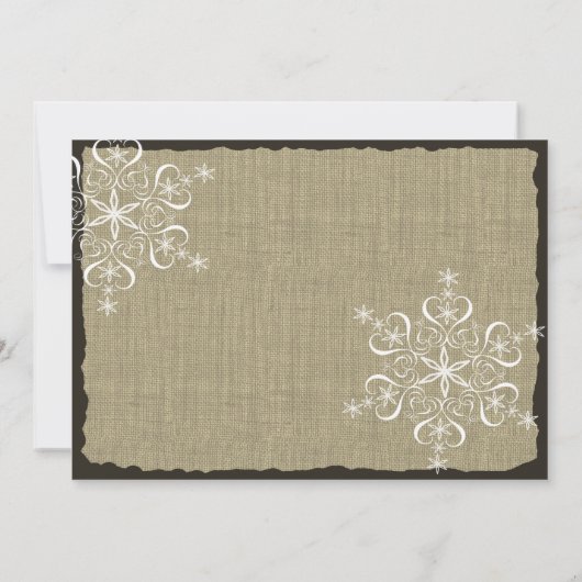 Sneeuwvlokken en Burlap Rustic Wedding Kaart (Achterkant)