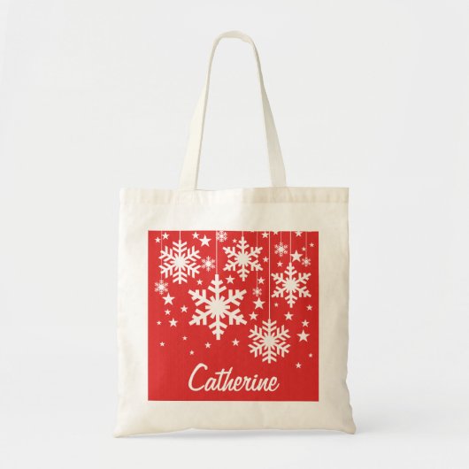 Sneeuwvlokken en Canvas tas van sterren, rood (Voorkant)