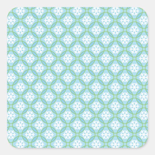 Sneeuwvlokken en cirkels Stickers op het vierkant, (Voorkant)