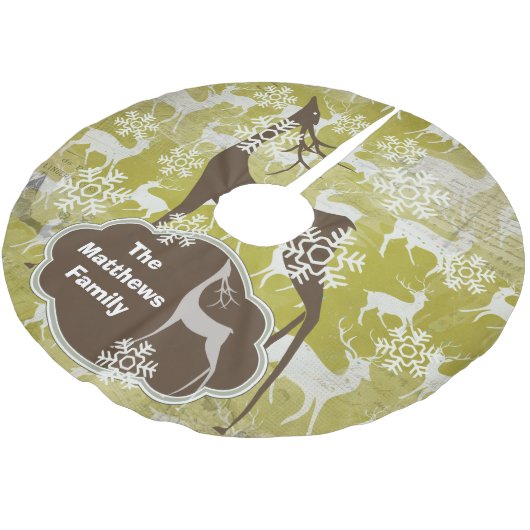 Sneeuwvlokken en de Deer Custom Holiday Tree Skirt Kerstboom Rok (Gekanteld)