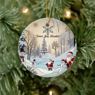 Sneeuwvlokken en de Kerstman Keramisch Ornament