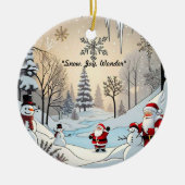 Sneeuwvlokken en de Kerstman Keramisch Ornament (Voorkant)