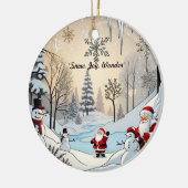 Sneeuwvlokken en de Kerstman Keramisch Ornament (Links)