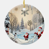 Sneeuwvlokken en de Kerstman Keramisch Ornament (Achterkant)