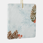 Sneeuwvlokken en dennenappels keramisch ornament (Rechts)