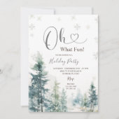 Sneeuwvlokken en dennenbomen Groen Vakantie Party Kaart (Voorkant)